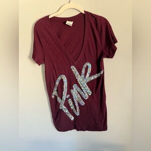 Victoria's Secret Deep Burgundy V-Neck Tee